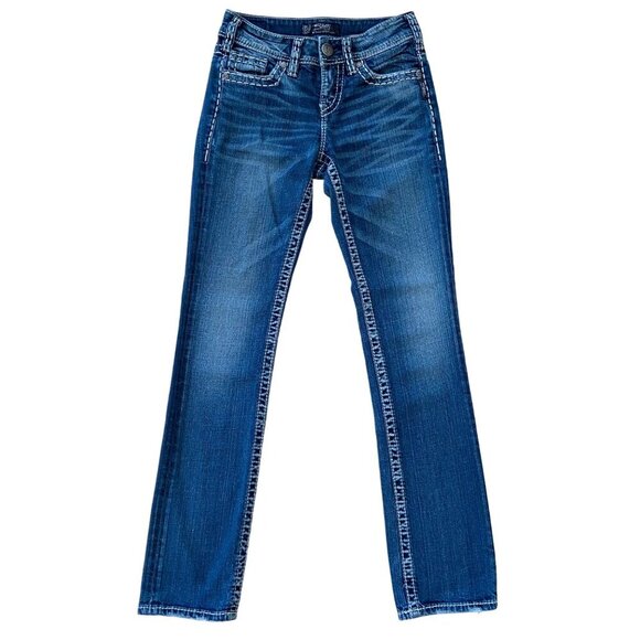 Silver Jeans Co. Suki Mid Straight leg 25 Womens Blue Denim Straight Leg Jeans - Picture 1 of 15